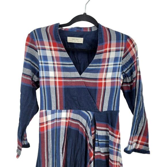 Anthropology Isabella Sinclair Dress Tartan Plaid Handkerchief Midi Blue XS - Picture 7 of 13